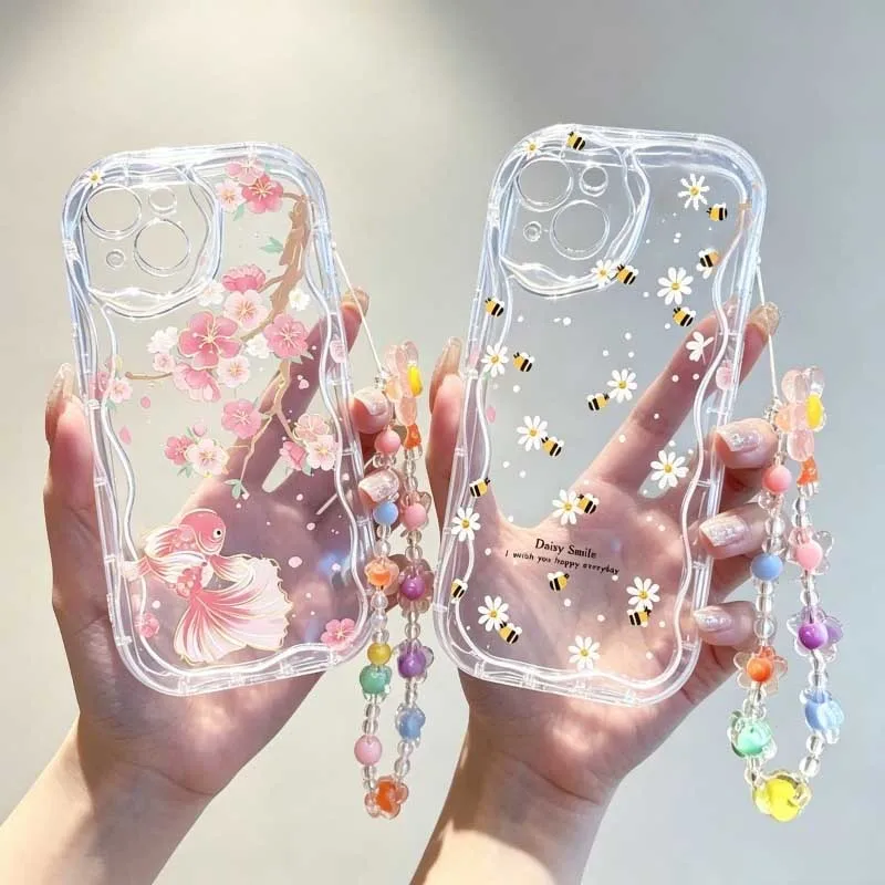 Cute Cartoon Wrist Strap Silicone Case - 모토로라 EDGE 50 FUSION, Ultra G05,